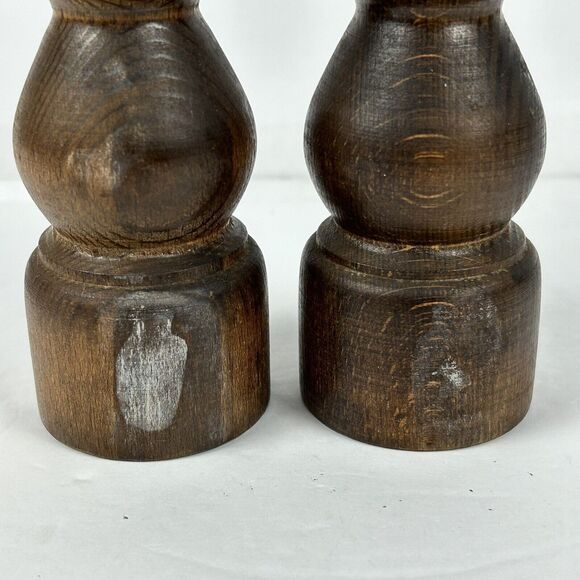 Vintage Lobeco Salt & Pepper Shaker Mill Japan 9" Wooden Spindle Farmhouse - Picture 8 of 13